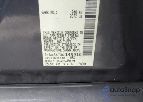 2013 Nissan Altima 2.5 z USA, uszkodzony, nr VIN 1N4AL3AP1DC145910